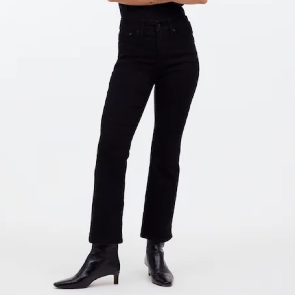 MADEWELL Petite Kick Out Crop Jeans Black Rinse Wash 25P